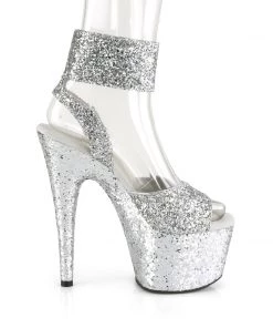 Pleaser Direct Adore 791LG Silver Glitter Platforms