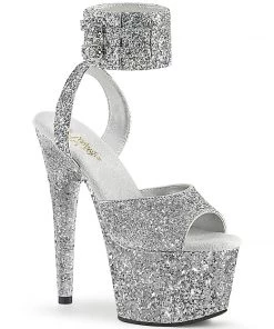 Pleaser Direct Adore 791LG Silver Glitter Platforms