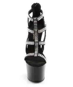 Pleaser Direct Adore 798 Black Rhinestone Ankle Boots