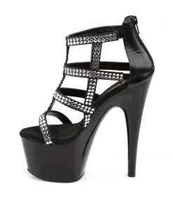 Pleaser Direct Adore 798 Black Rhinestone Ankle Boots