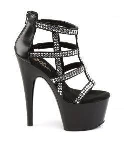Pleaser Direct Adore 798 Black Rhinestone Ankle Boots