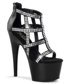 Pleaser Direct Adore 798 Black Rhinestone Ankle Boots