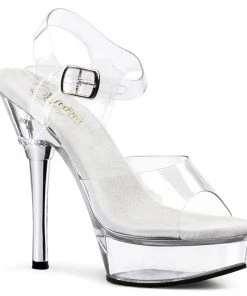 Pleaser Direct Larger Size Shoes Allure 608 Clear Platform Heels