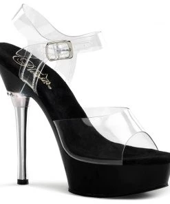 Pleaser Direct Larger Size Shoes Allure 608 Black Patent Platform Heels