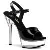 Pleaser Direct Larger Size Shoes Allure 609 Black Patent And Clear Heels