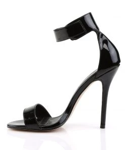 Pleaser Direct Amuse 10 Black Patent Ankle Strap Sandals