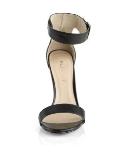 Pleaser Direct Larger Size Shoes Amuse 10 Black Faux Leather Ankle Strap Sandals