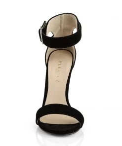 Pleaser Direct Larger Size Shoes Amuse 10 Black Velvet Ankle Strap Sandals