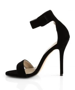 Pleaser Direct Larger Size Shoes Amuse 10 Black Velvet Ankle Strap Sandals