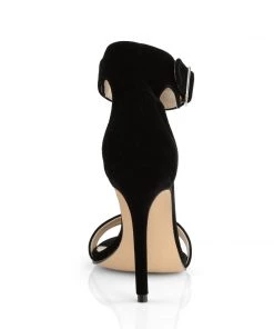 Pleaser Direct Larger Size Shoes Amuse 10 Black Velvet Ankle Strap Sandals
