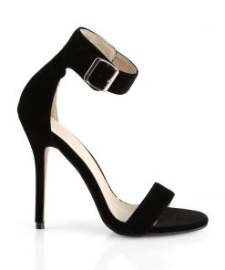 Pleaser Direct Larger Size Shoes Amuse 10 Black Velvet Ankle Strap Sandals
