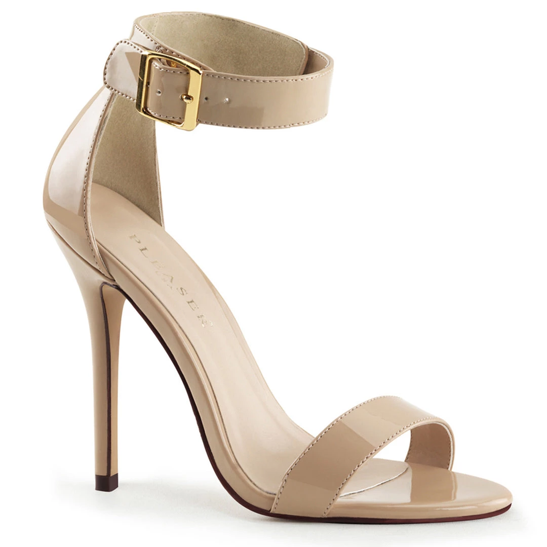 Pleaser Direct Larger Size Shoes Amuse 10 Cream Patent Ankle Strap Sandals 1 Pleaser Direct Larger Size Shoes Amuse 10 Cream Patent Ankle Strap Sandals