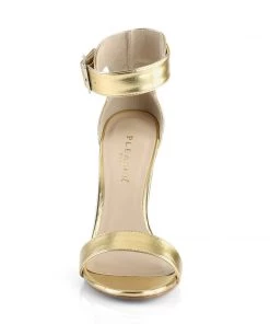 Pleaser Direct Larger Size Shoes Amuse 10 Gold Matte Ankle Strap Sandals