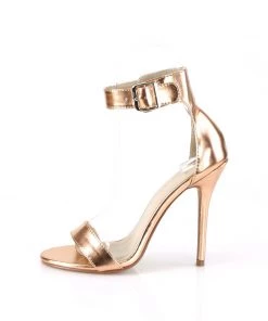 Pleaser Direct Amuse 10 Rose Gold Matte Ankle Strap Sandals Larger Size Shoes
