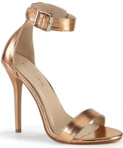 Pleaser Direct Amuse 10 Rose Gold Matte Ankle Strap Sandals Larger Size Shoes