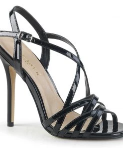 Pleaser Direct Amuse 13 Black Patent Strappy Sandal Larger Size Shoes