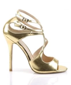 Pleaser Larger Size Shoes AMUSE 15 Gold Vegan 5" Heel 9 Pleaser Larger Size Shoes AMUSE 15 Gold Vegan 5