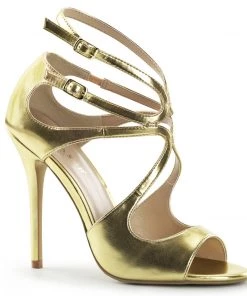 Pleaser Larger Size Shoes AMUSE 15 Gold Vegan 5" Heel