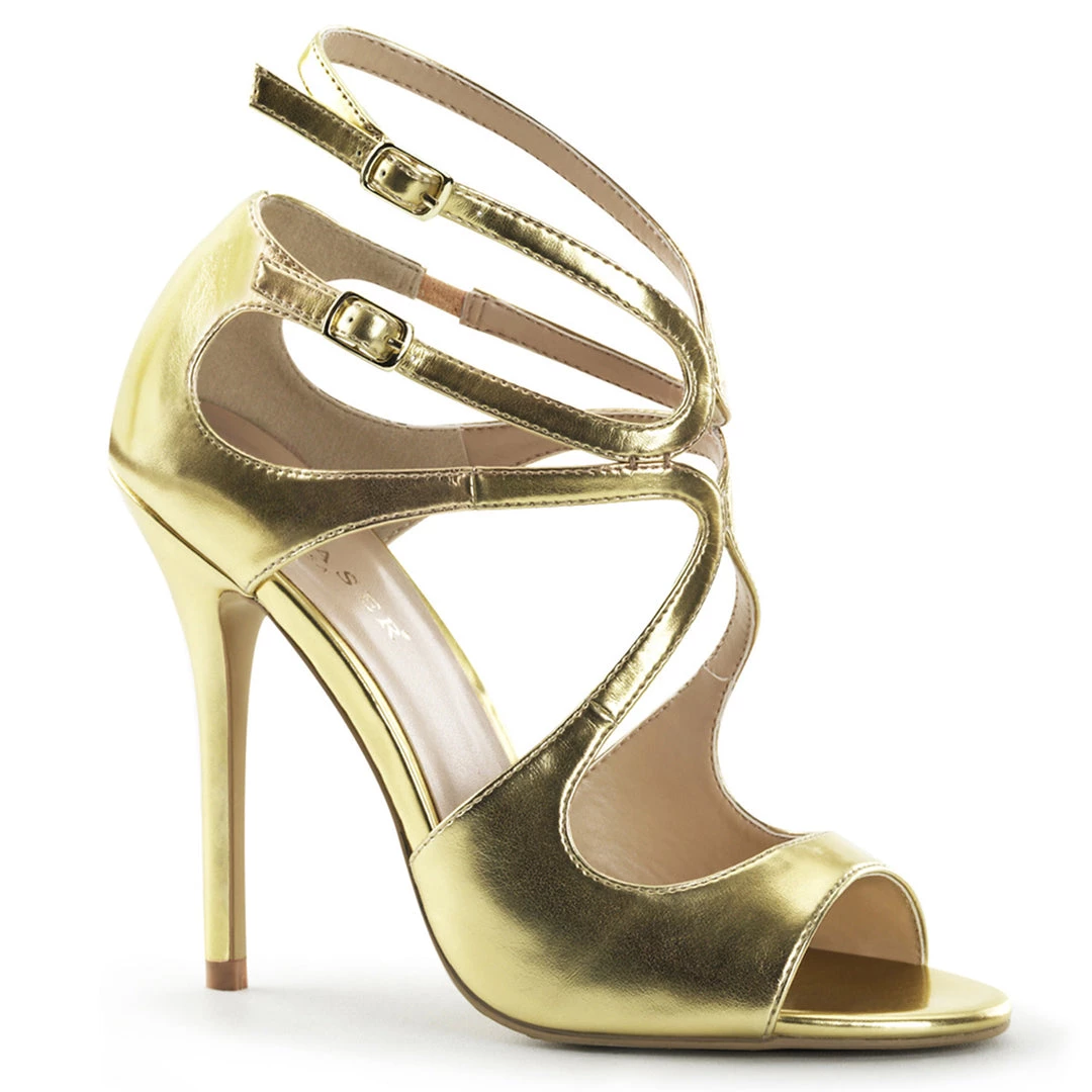 Pleaser Larger Size Shoes AMUSE 15 Gold Vegan 5" Heel 1 Pleaser Larger Size Shoes AMUSE 15 Gold Vegan 5" Heel