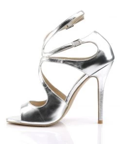 Pleaser Larger Size Shoes AMUSE 15 Silver Vegan 5