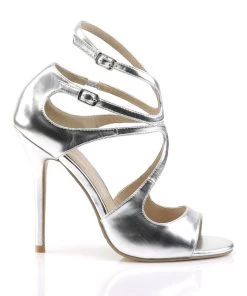 Pleaser Larger Size Shoes AMUSE 15 Silver Vegan 5