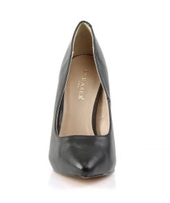 Pleaser Direct Amuse 20 Black Faux Leather Court Shoes Larger Size Shoes