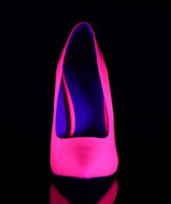 Pleaser Direct Amuse 20 Neon Fuchsia Patent Hidden Platform Court Stiletto Heels