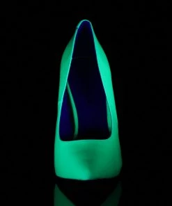 Pleaser Direct Amuse 20 Neon Green Patent Court Shoes Larger Size Shoes