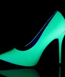 Pleaser Direct Amuse 20 Neon Green Patent Court Shoes Larger Size Shoes