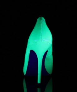 Pleaser Direct Amuse 20 Neon Green Patent Court Shoes Larger Size Shoes