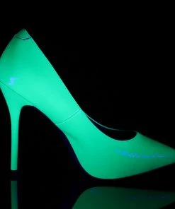 Pleaser Direct Amuse 20 Neon Green Patent Court Shoes Larger Size Shoes