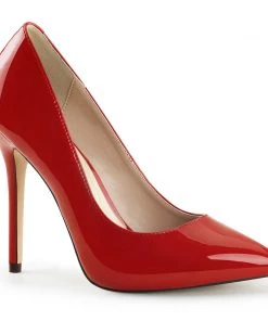 Pleaser Direct Amuse 20 Red Patent Court Shoes Larger Size Shoes
