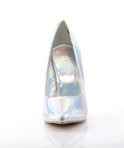 Pleaser Direct Amuse 20 Silver Hologram Court Shoes