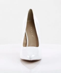 Pleaser Direct Larger Size Shoes Amuse 20 White Patent Court Shoes