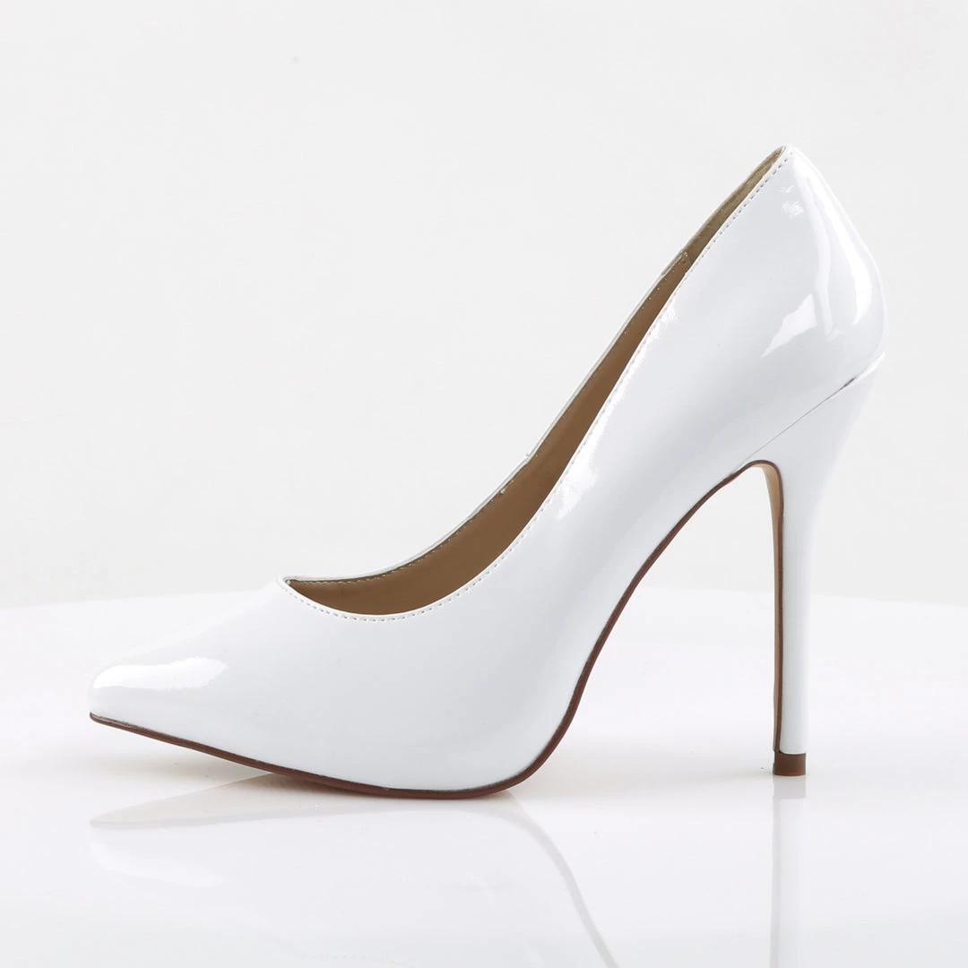 Pleaser Direct Larger Size Shoes Amuse 20 White Patent Hidden Platform Court Stiletto Heels 3 Pleaser Direct Larger Size Shoes Amuse 20 White Patent Hidden Platform Court Stiletto Heels