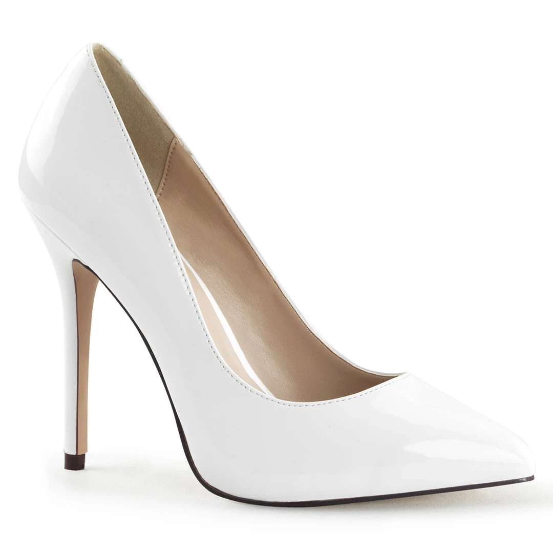 Pleaser Direct Larger Size Shoes Amuse 20 White Patent Hidden Platform Court Stiletto Heels 1 Pleaser Direct Larger Size Shoes Amuse 20 White Patent Hidden Platform Court Stiletto Heels