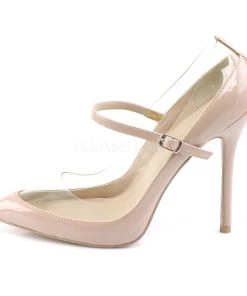 Pleaser Direct Larger Size Shoes Amuse 21 Nude And Clear Stilettos