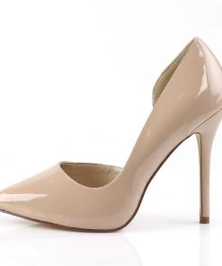 Pleaser Direct Amuse 22 Nude Patent D'Orsay Stilettos Larger Size Shoes