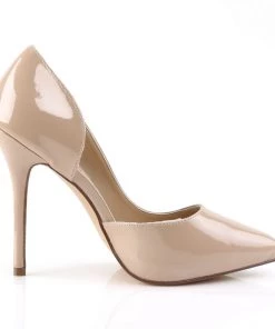 Pleaser Direct Amuse 22 Nude Patent D'Orsay Stilettos Larger Size Shoes