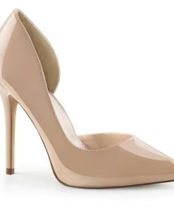 Pleaser Direct Amuse 22 Nude Patent D'Orsay Stilettos Larger Size Shoes