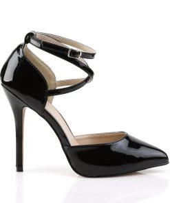 Pleaser Direct Larger Size Shoes Amuse 25 Black Patent High Heels