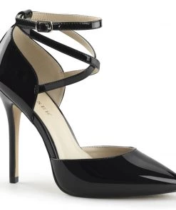 Pleaser Direct Larger Size Shoes Amuse 25 Black Patent High Heels