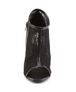 Pleaser Direct Amuse 56 Black Lace Peep Toe Boots