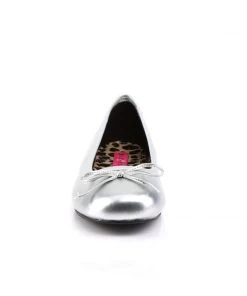 Pleaser Direct Anna 01 Silver Matte Ballet Flats