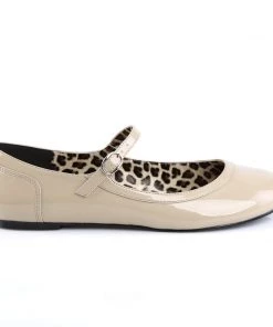 Pleaser Direct Larger Size Shoes Anna 02 Nude Patent Mary Jane Flats