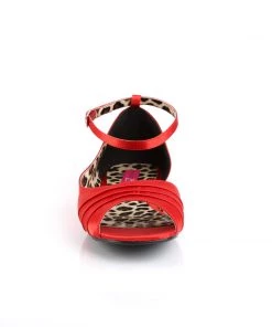 Pleaser Direct Larger Size Shoes Anna 03 Red Satin Ballet Flats