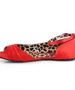 Pleaser Direct Larger Size Shoes Anna 03 Red Satin Ballet Flats