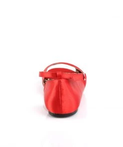 Pleaser Direct Larger Size Shoes Anna 03 Red Satin Ballet Flats