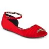 Pleaser Direct Larger Size Shoes Anna 03 Red Satin Ballet Flats