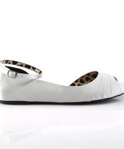 Pleaser Direct Larger Size Shoes Anna 03 Silver Satin Ballet Flats